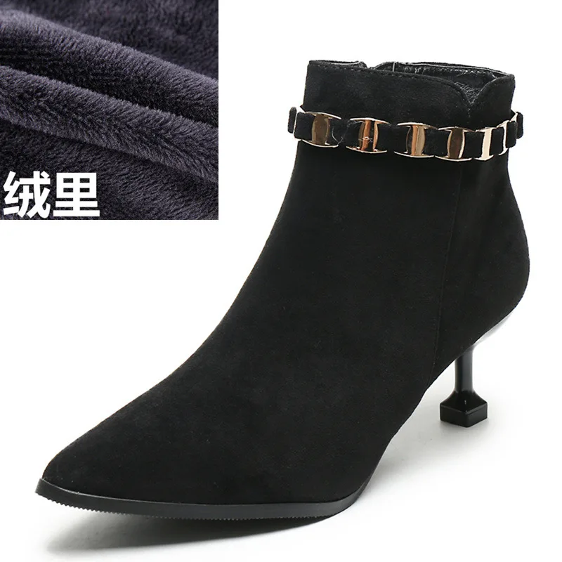 

Pointed high heels small 32 33 button women's boots boots boots large 42 43