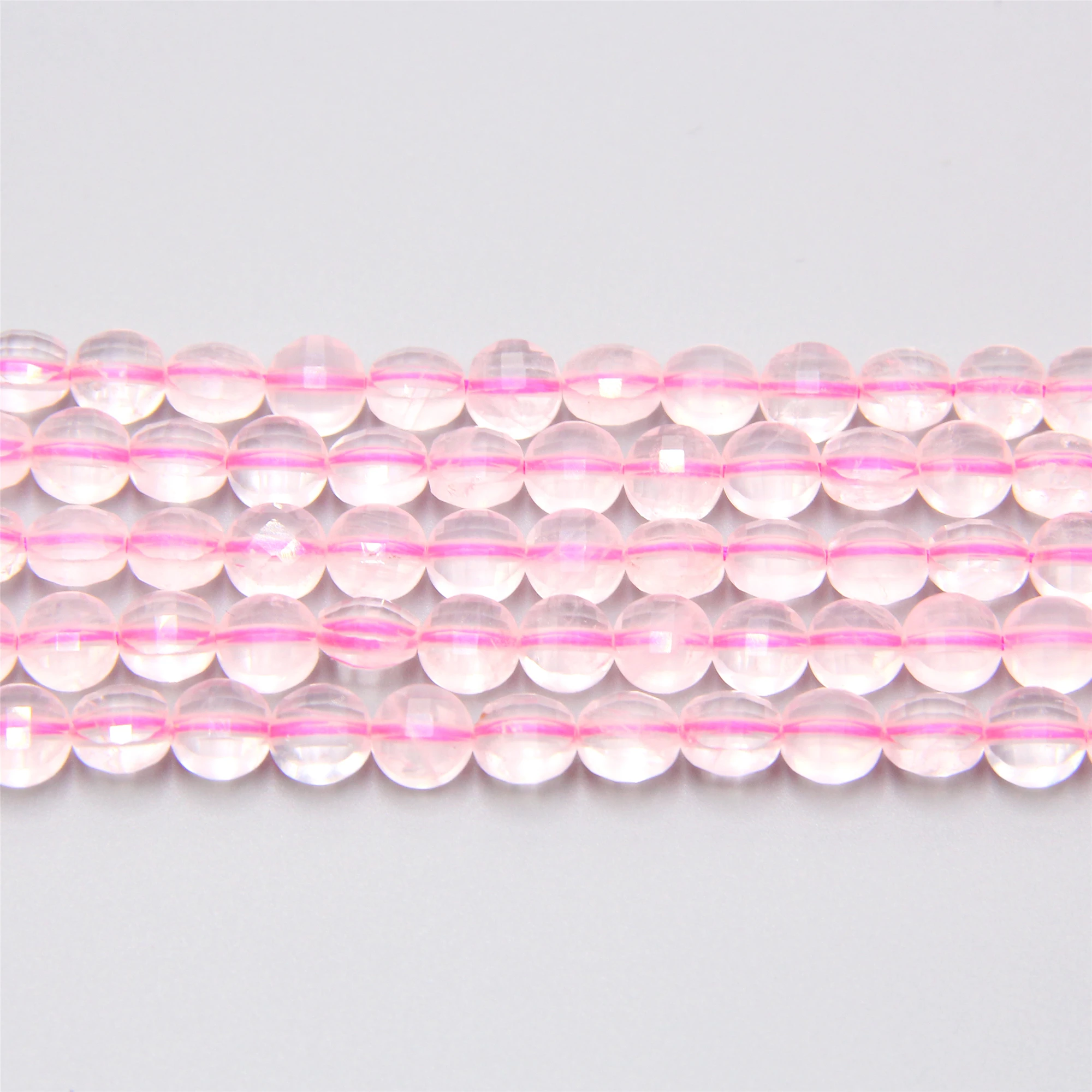 Граненая монета Quartzs натуральный розовый кристаллический кварц бусины в форме