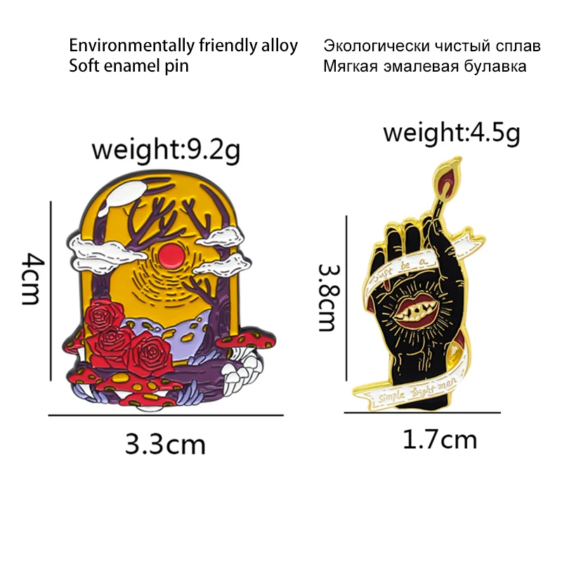 Брошь с эмалью в виде панка черного цвета изображением леса | Украшения и