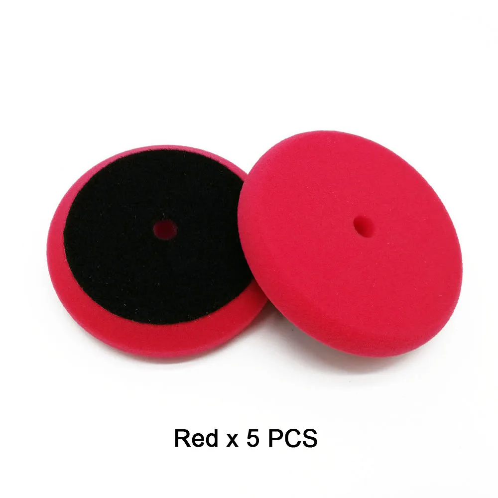 Red x 5PCS 3-дюймовый Полировочный коврик для полировальная машинка для автомобилей с эксцентриковым, RO/DA/Воздушный полировщик Губка из полиэстера для ногтей полировальные накладки - Цвет: Red x 5PCS