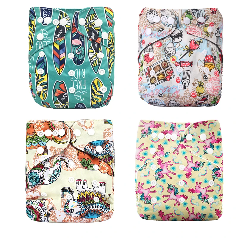 

Baby Diaper Reusable Washable Cloth Diapers Cover Adjustable 3-15kg One Size Fits All Fashion Print Infant Nappy Pocket