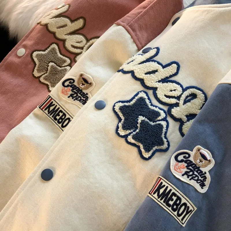 Синий Бомбер базовая осенняя куртка женская и мужская одежда Harajuku размера плюс