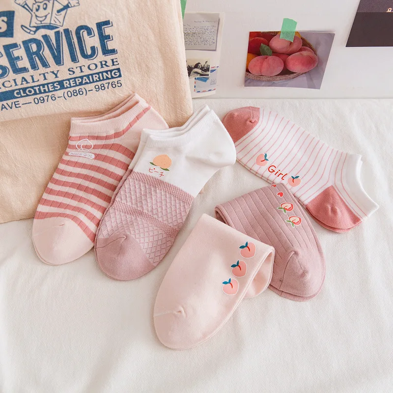 

Носки женские персиковые, хлопковые яркие стандартные до щиколотки, модные мягкие, весна-лето