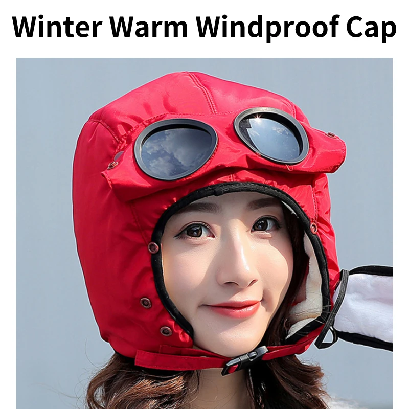 

Motorcycle Winter Driving Warm Face Mask Cap Moto Winter Anti Wind Hats For Women Waterproof Hood Hat With Glasses