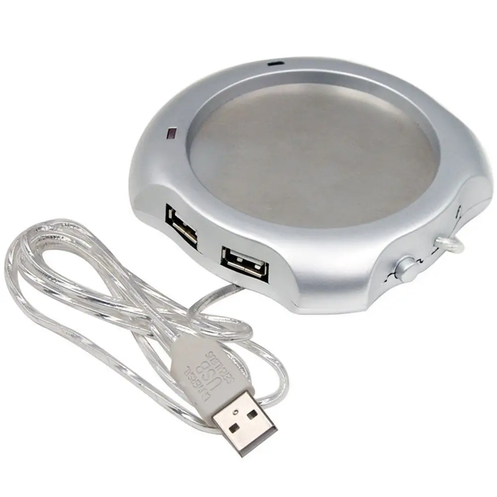 grey USB грелка, серебряная теплая чашка для чая, кофе, кружка, грелка, USB грелка с 4 usb-портами, концентратор с переключателем вкл/выкл, горячая Распродажа - Цвет: grey