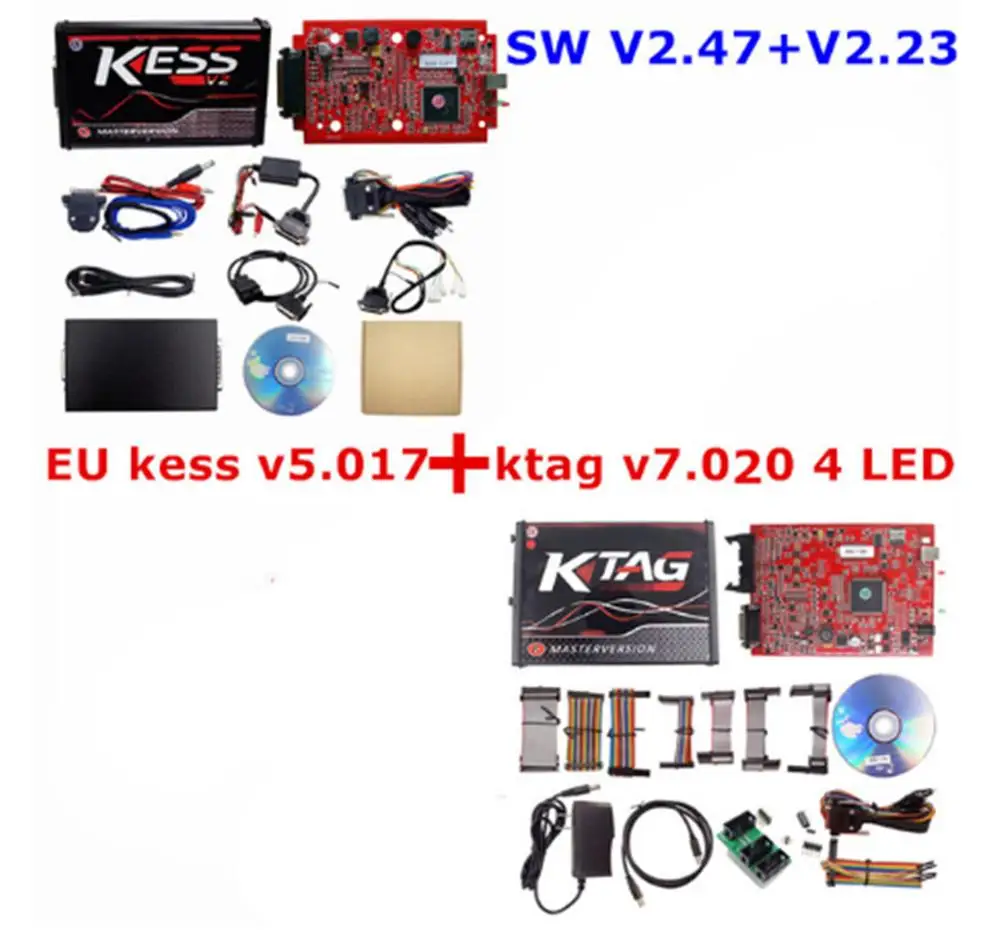 KESS 2.47 KTAG 4 LED Онлайн V2.53 ЕС красный KESS V2 V5.017 OBD2 менеджер Тюнинг Комплект KTAG V7.020 4 светодиодный онлайн мастер-версия K-TAG V2.25 OBD2 программист - Цвет: KESS 2.47 KTAG 4 LED