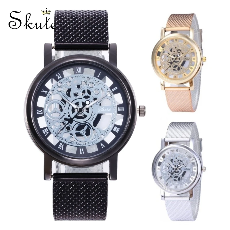 Skute Модные полые часы для мужчин с сетчатым ремешком наручные унисекс кварцевые
