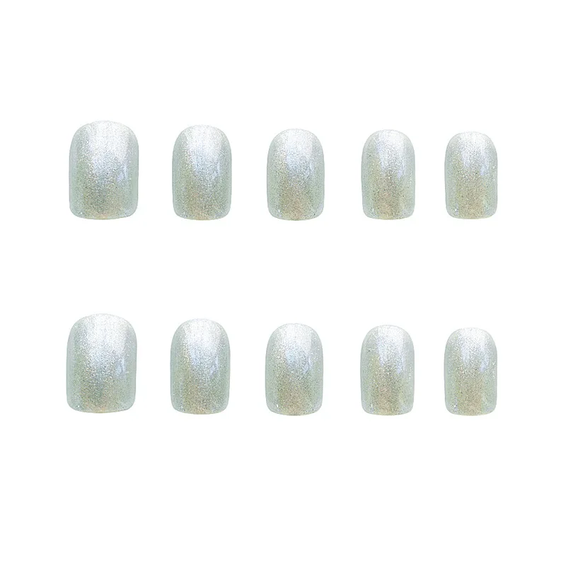 

24pcs Shiny Nail Patch Glue Type Removable Long Paragraph Fashion Manicure Save Time False Nails Patch STTX889