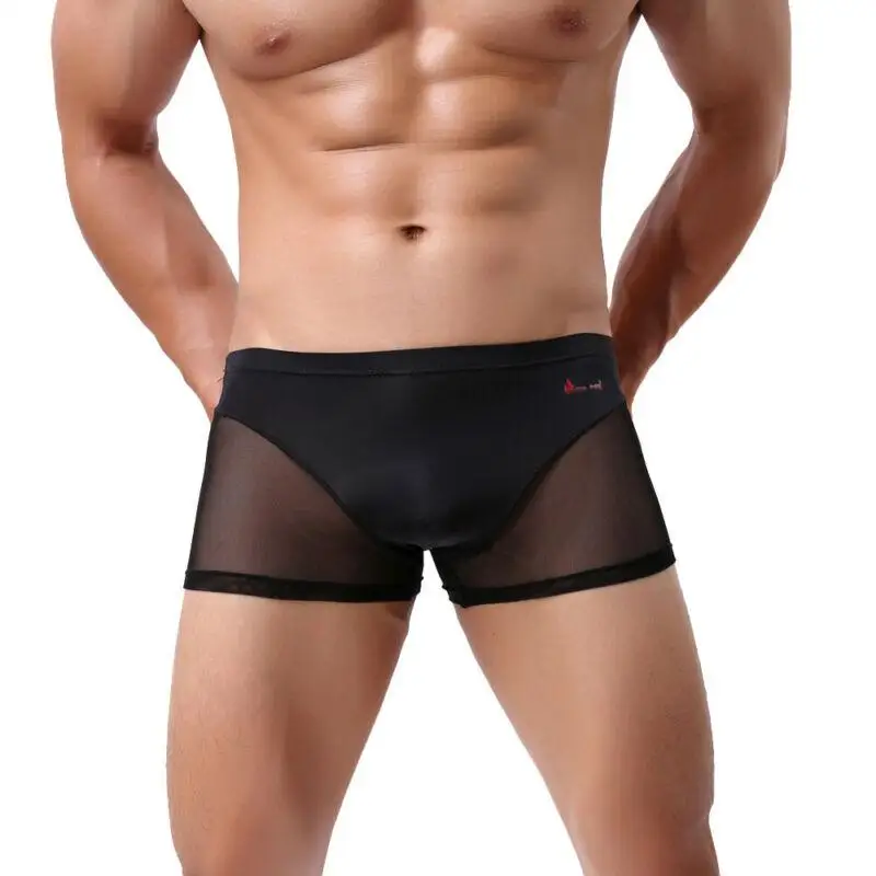 

Трусы-боксеры мужские, из тонкого вискозы, прозрачные, сетчатые