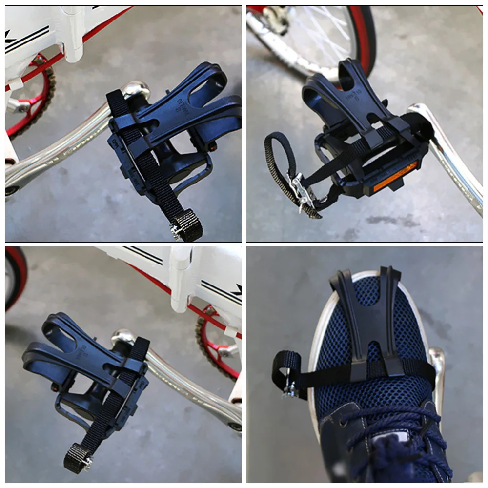 

2 Pairs Cycling Pedals with Clips and Straps Practical Bike Riding Accessories