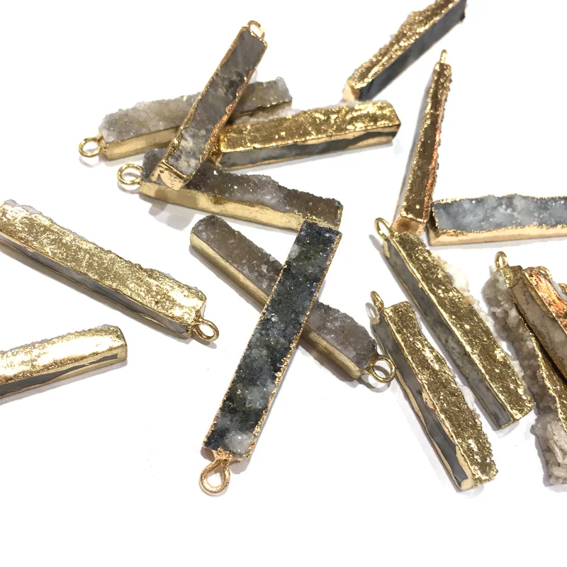 Натуральный Камень Кристалл Прямоугольник Подвески кристаллы кластера ожерелье