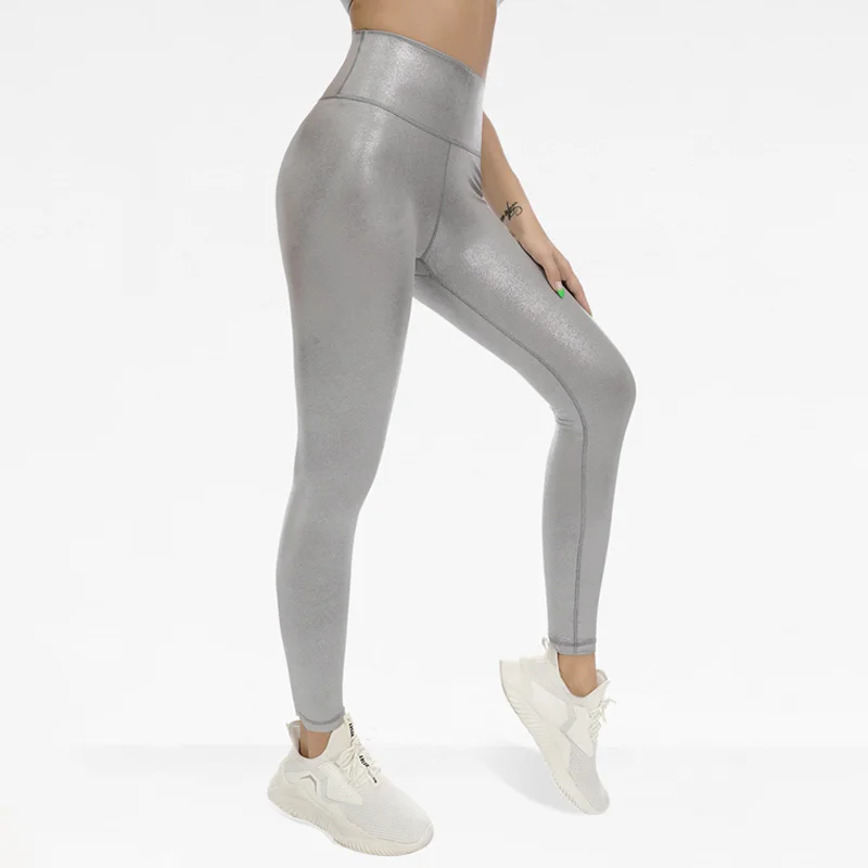 ASHEYWR Women High Waist Hot Silver Leggings Fitness Slim Elastic Push Up Legging New Ankle-Length Workout Leggins Woman | Женская