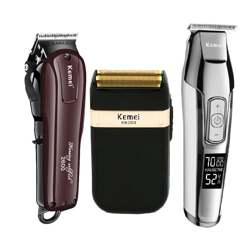Kemei Professional Electric Hair Clipper Rechargeable Cordless Hair Trimmer Beard Shaver Hair Cutting Machine Hair Cutter Barber