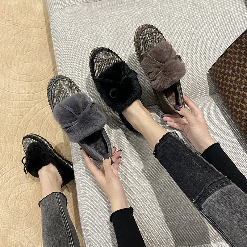 Мокасины женские с круглым носком удобные туфли из спилка на платформе плоская