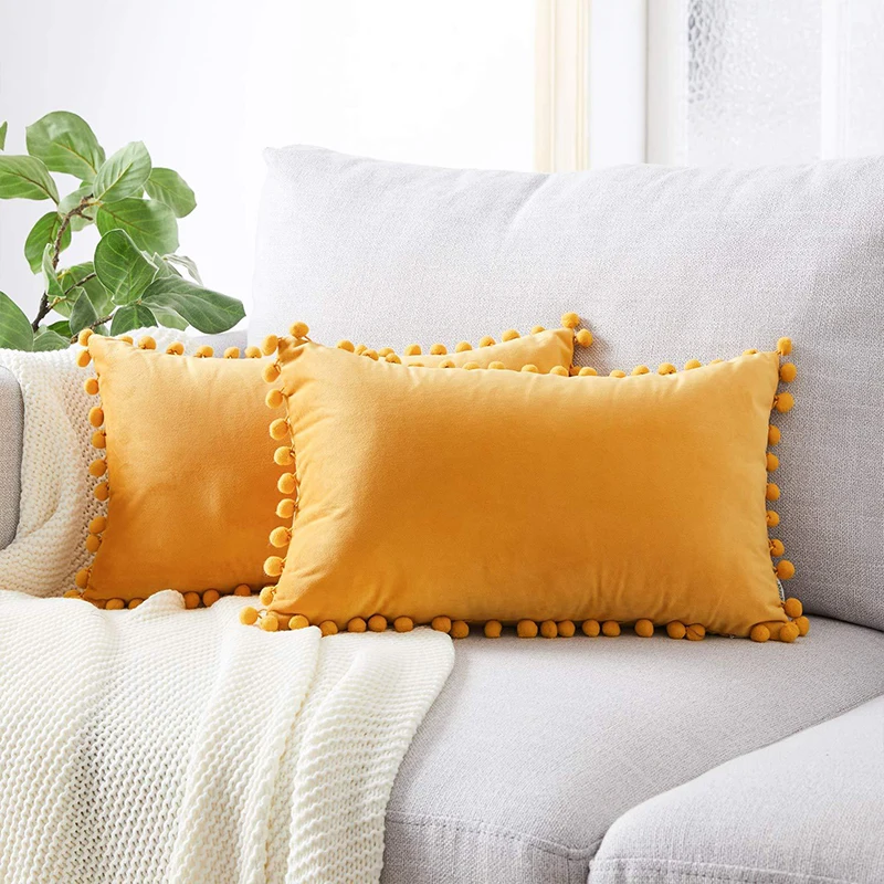 30x50 см скандинавские прямоугольные подушки мягкие бархатные кружева с шариками
