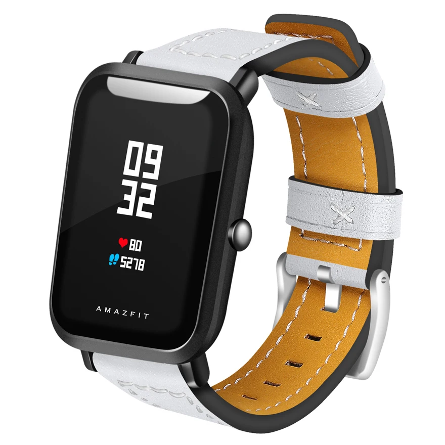 YHNUJM 20 мм кожаный ремешок для часов + защитный чехол экрана Xiaomi Huami Amazfit Youth Bip Bit Smart