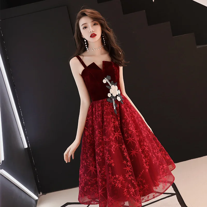 V-образный вырез свадебное вечернее платье Восточное женское платье-Ципао