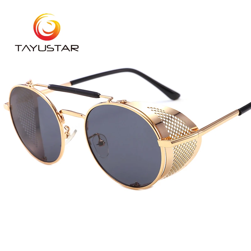 Мужские и женские солнцезащитные очки MEESHOW круглые в стиле стимпанк с