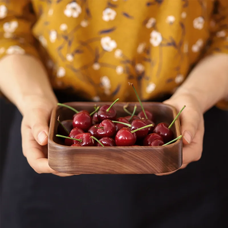 Черный орех деревянная твердая Фруктовая тарелка цельная прямоугольная