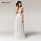 Винтажное пляжное свадебное платье на бретельках 2022, длинное женское платье с V-образным вырезом, сексуальное богемное свадебное платье с открытой спиной