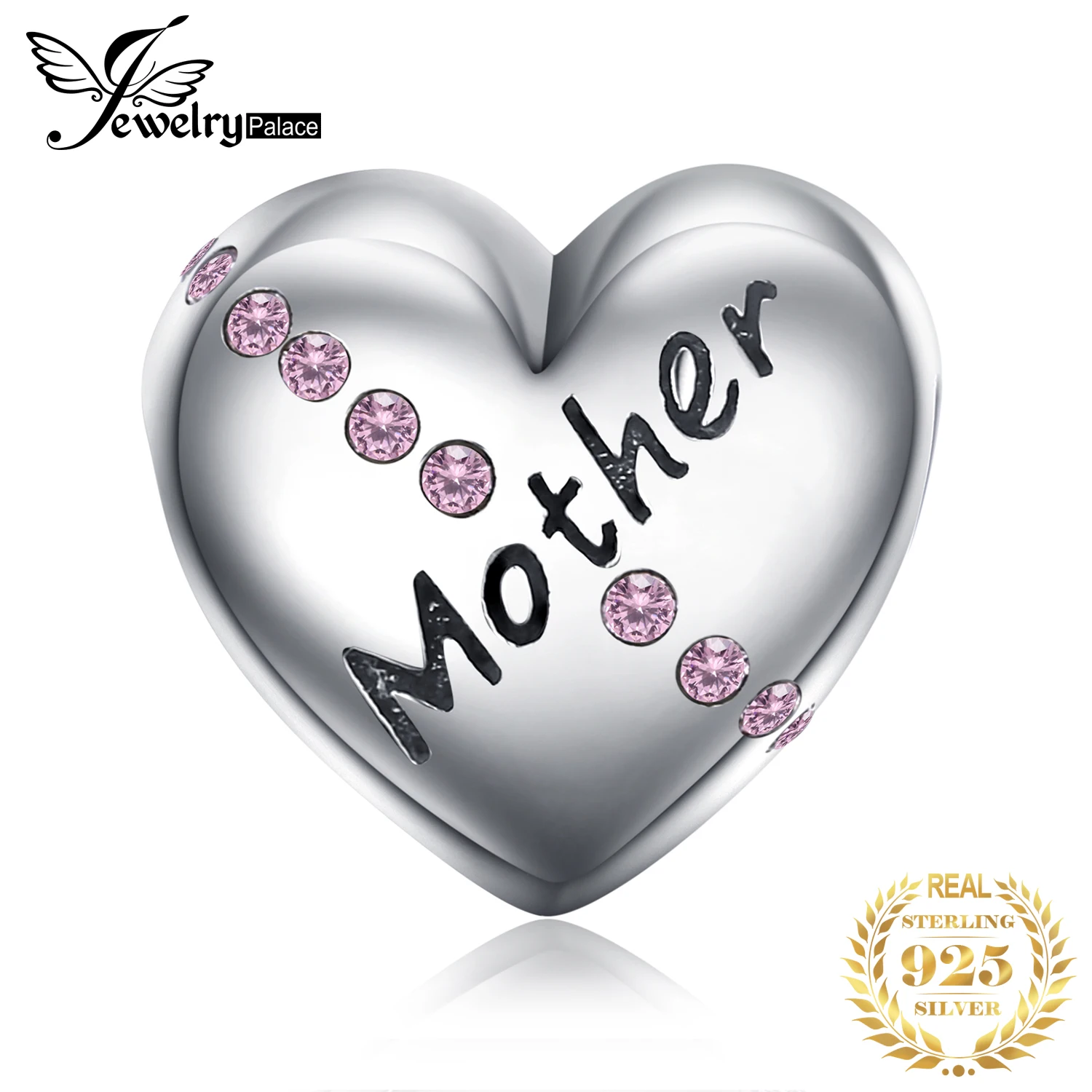 JewelryPalace 925 пробы серебро выгравированы мать розовый фианит сердце Шарм бисер Fit Браслеты для своей матери подарки