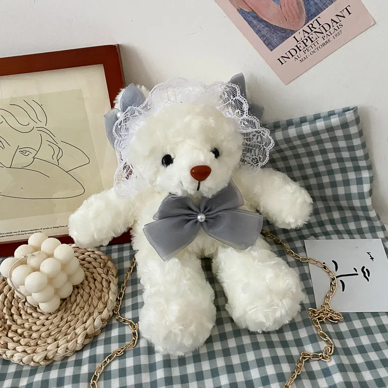 

Winter Bear Crossbody Bags For Women 2020 Lady Shoulder Plush Messenger Bag Luxury Designer Purses and Handbags