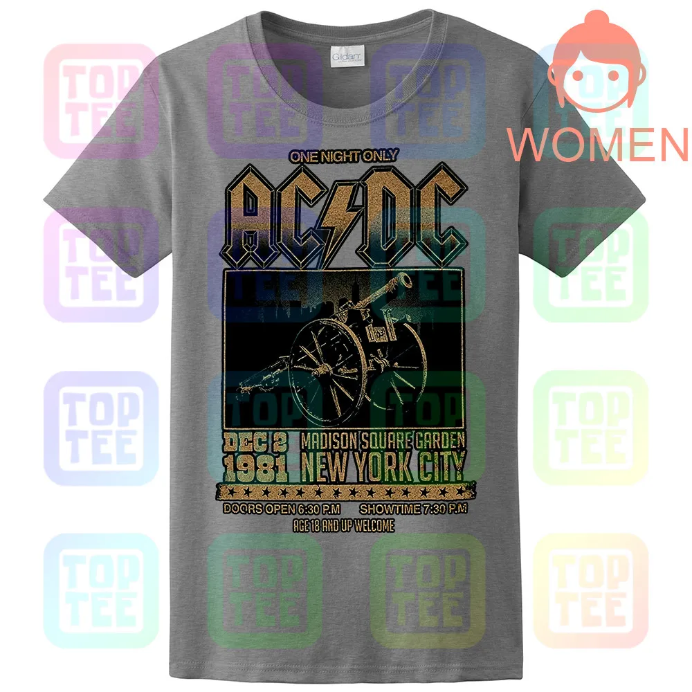 WOMEN-GRAY Официальный AC/DC Футболка Мэдисон Сквер Гарденс для тех, кто о рок Тур 1981 - Цвет: WOMEN-GRAY