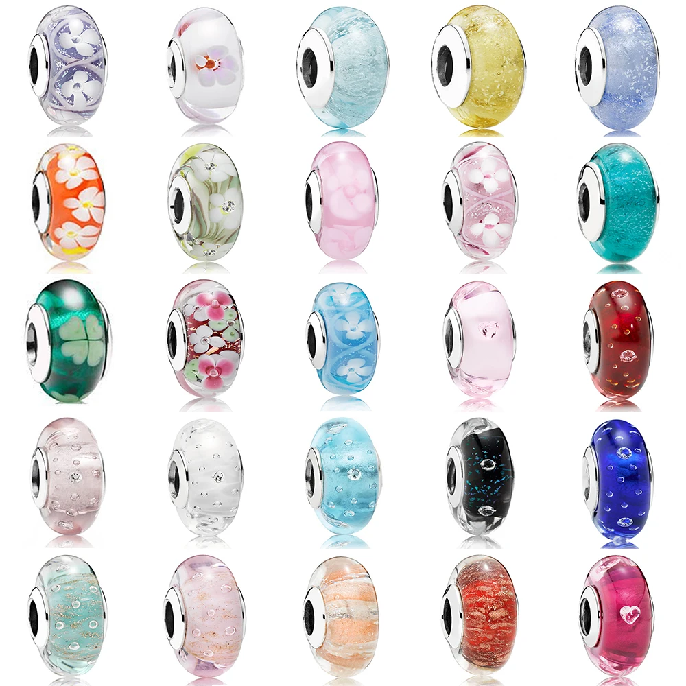 

NEW Fashion 100% 925 Sterling Silver Charm Bubble Pattern Glass Beads Fit Original Bracelet DIY Bangle Jewelry Gift wholesale