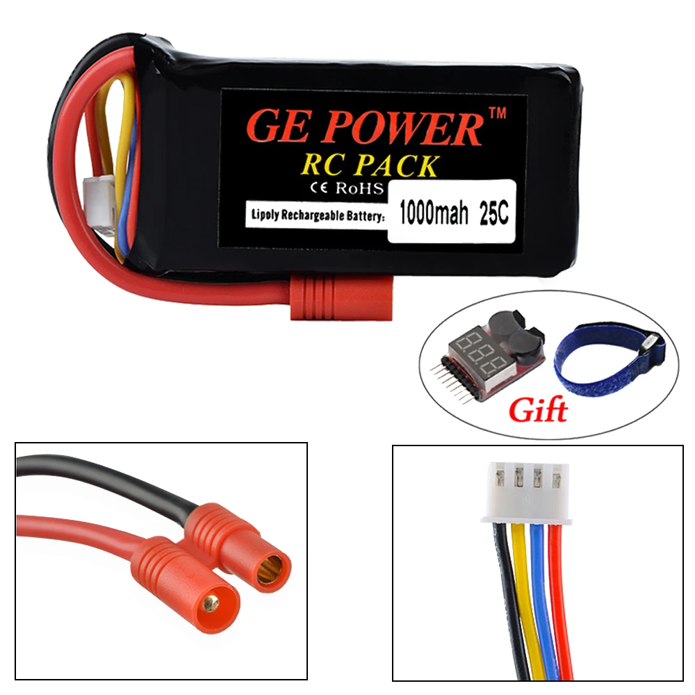 Lipo батарея GE power 11 1 V 1000mAh 25C 3S с 3 5 мм разъемом типа &quotбанан&quot для Walkera Master CP HM Z