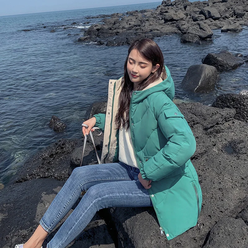 Женское пальто с капюшоном orwinny тонкая парка средней длины для студентов теплая