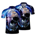 Рубашка-поло мужская с коротким рукавом, уличная одежда в стиле хип-хоп, панк, с принтом черепа, трендовая рубашка с лацканами, рубашка-поло в стиле рок, Повседневная модная одежда большого размера с 3D, 6XL