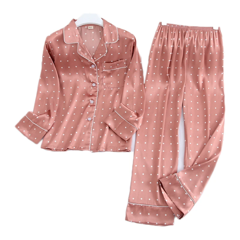 

Женская пижама из двух предметов с длинным рукавом на осень и весну, костюм из длинных брюк из вискозы, модный пижамный комплект с принтом, д...