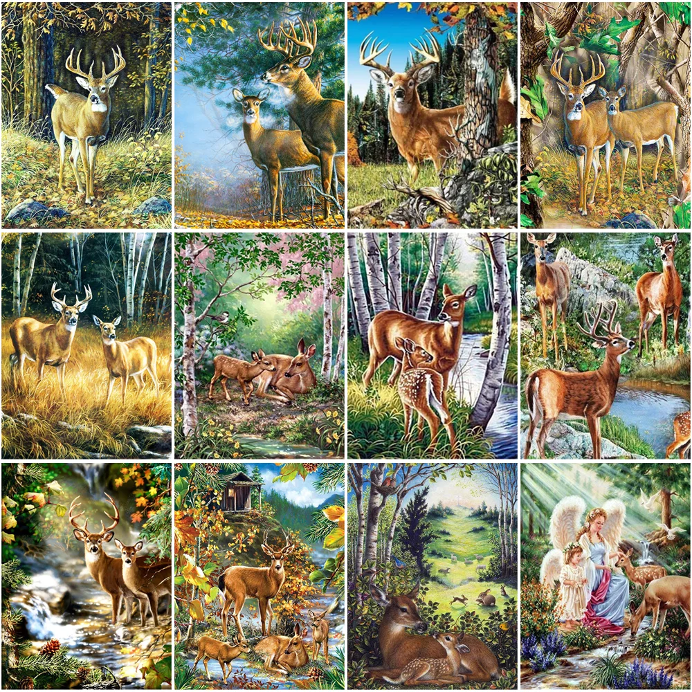 

Deer Diamond Painting Cross Stitch Animal Diy Elk Home Decor Personalized Gift Puzzles Mosaic Needle Arts Craft Crafts Sewing