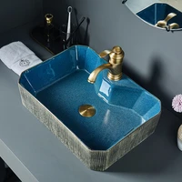 rectangle with faucet integrated ceramic creative above counter basin art wash basin single basin household wash basin