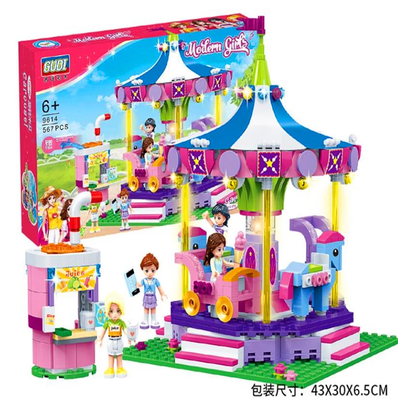 Принцесса девушка друзья карусель парк Строительные блоки Кирпич совместим