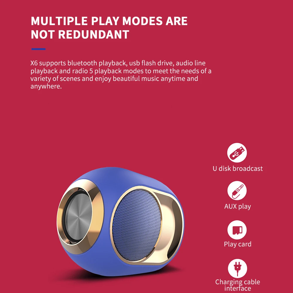 Bluetooth 5 0 Динамик s высокое качество X6 Беспроводной резонирующей коробки стерео