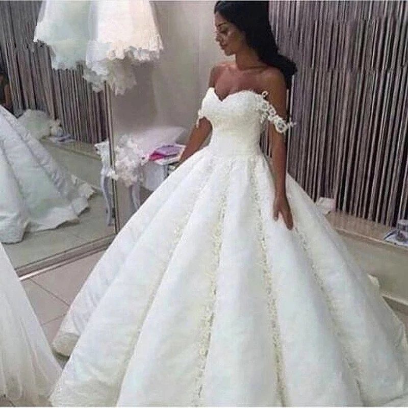 

Robe De Mariage Saudi Arabia Graceful Beading Wedding Dress Sweetheart Appliques Ball Gown Wedding Dresses Vestido De Noiva