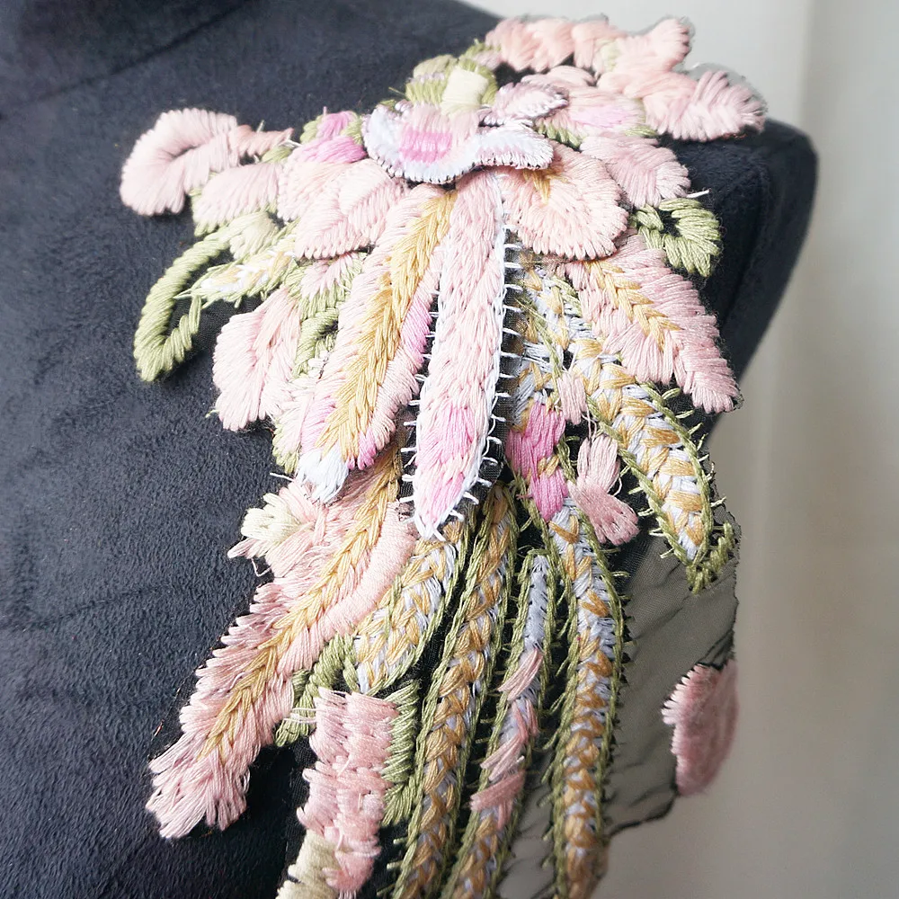 2 шт. красочная вышивка Ангел искусственное шитье цветочный воротник нашивка