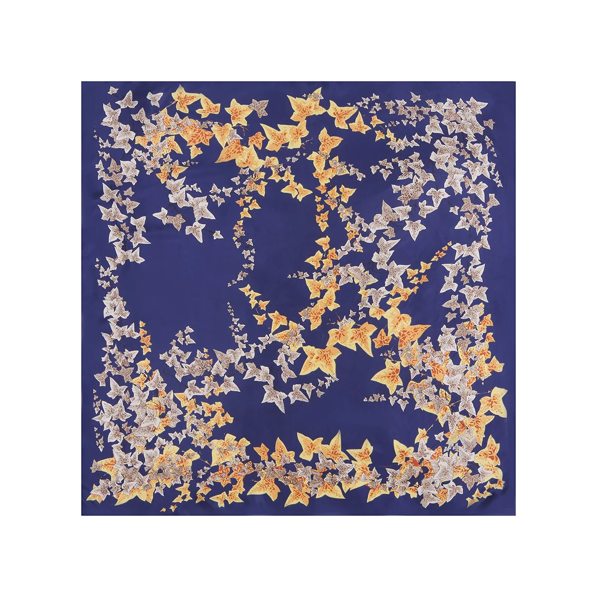 

Fashion Kerchief Silk Satin Neck Scarf For Women Leaf Print Hijab Scarfs Female 90X90CM Square Shawls And Wraps Scarves For Lady