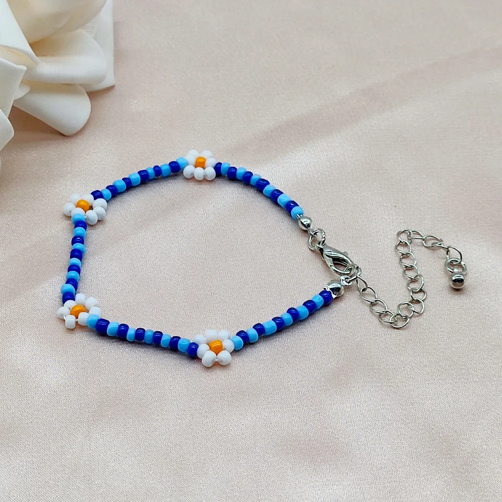 Корейский браслет Wgoud с бусинами маргаритками и цветами новый милый богемный