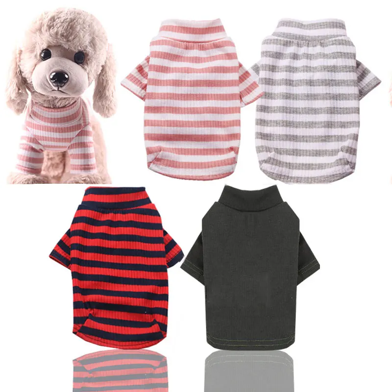 

Bottoming Shirt Dog Cat Clothes Wild Stretch Cotton Comfortable Stripe Clothes Durable Dog Sweater Dog Cat Fleece Clothes