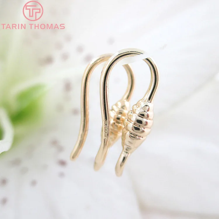 (33206)10PCS Height 13MM 24K Champagne Gold Color Plated Brass Earring Hooks Jewelry Findings Accessories | Украшения и