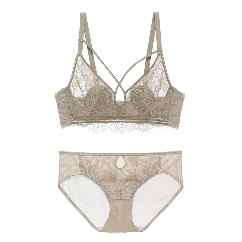 

Backstrom Women Lace Sexy Gather Lingerie Sets Ultra-Thin No Rings Adjustable Bra Young Female Modal Deep V Underwear