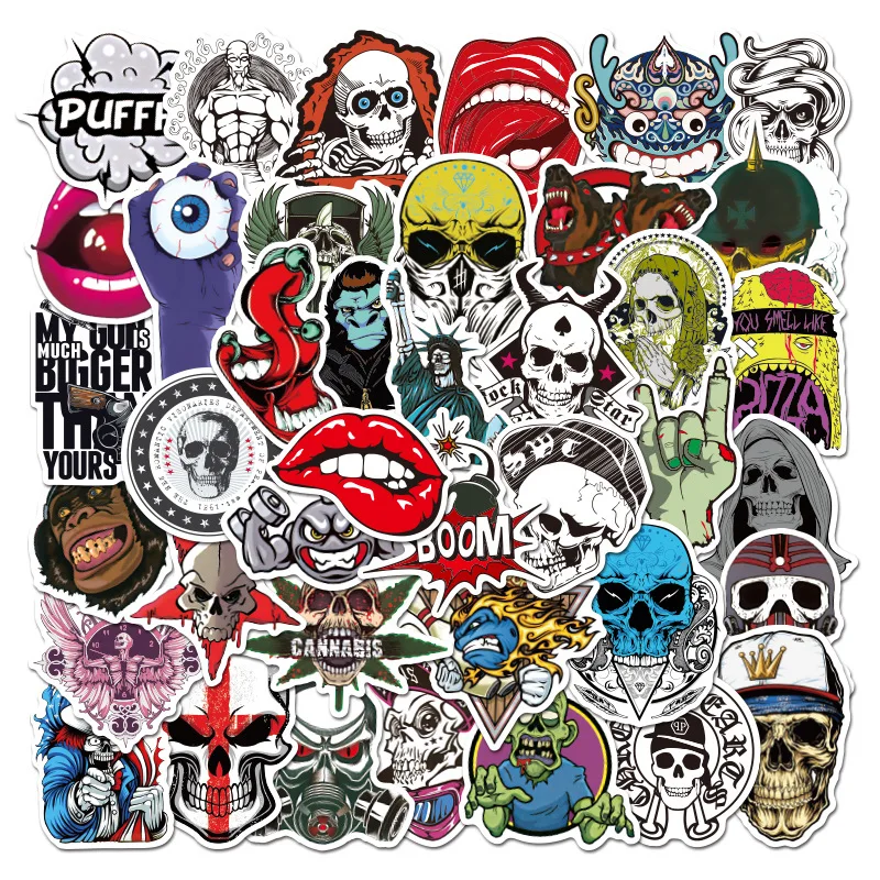 

10/50pcs Skull Zombie Mixed Horror Dark Style Waterproof Decals Stickers Pack for DIY Phone Laptop Luggage Skateboard sticker