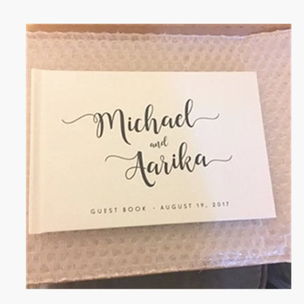 Personalized names and date Wedding Guestbook Horizontal bridal shower Book Rustic Engagement Shower Guest | Дом и сад