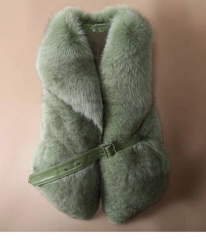 OFTBUY жилет из натурального Лисьего меха Повседневная женская зимняя безрукавка v-образный вырез пальто из натурального меха толстый теплый пояс уличная верхняя одежда