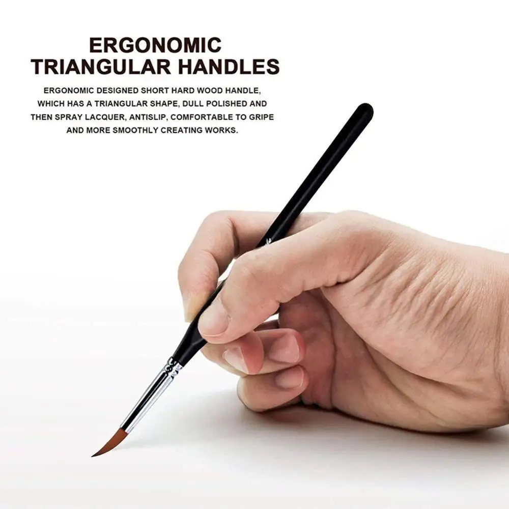 

Marie's 10Pcs Quality Paint Brush Set Weasel Hair Miniature Hook Line Pen For Detail Art Painting Brush Art Nail Drawing