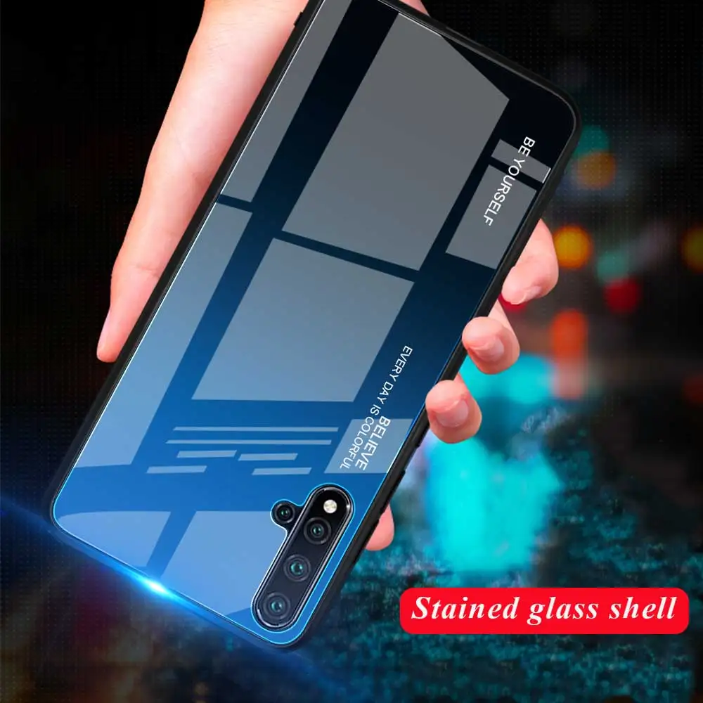 Градиентный стеклянный задний Чехол для Huawei Nova 5 Pro 5i 5T Mate 30 P20 Lite Honor 20 10i 20i Y9 Prime 2019