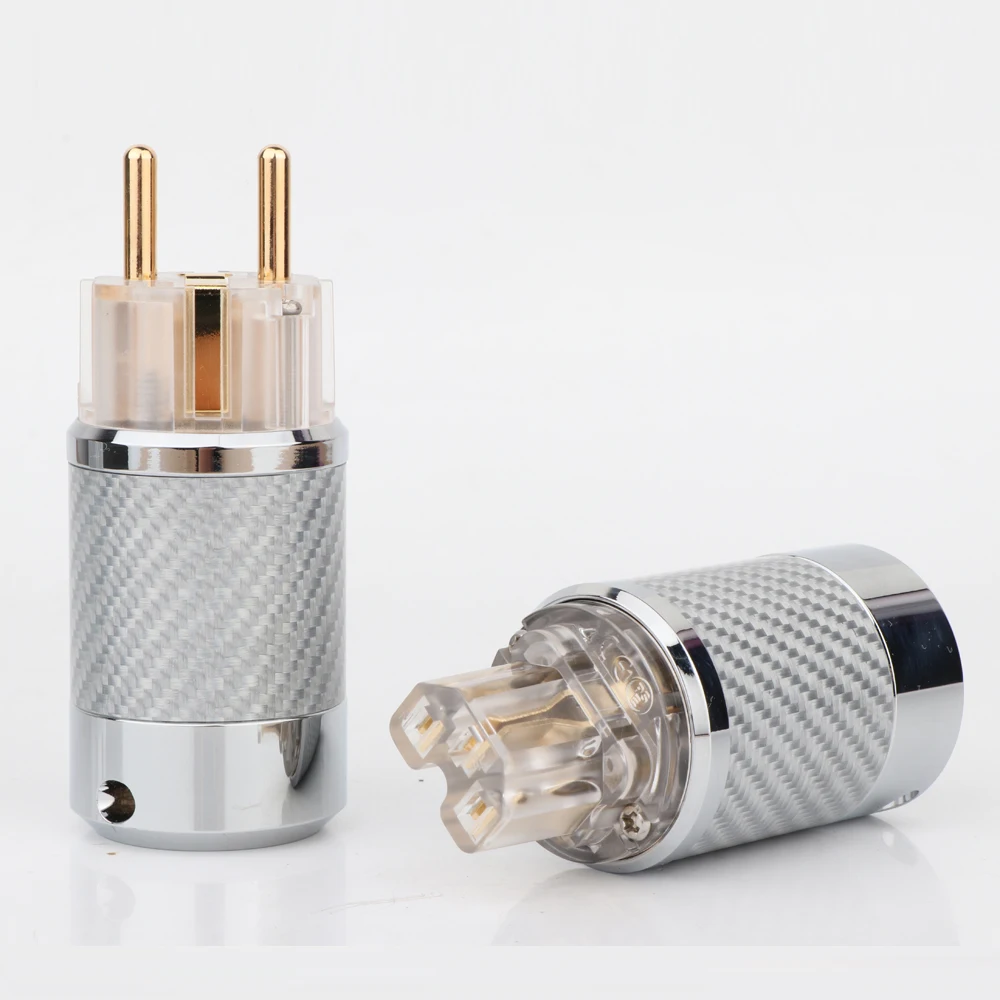 Пара WCF4 TEG углеродного волокна Позолоченные ЕС штепсель Мощность разъем + IEC hi fi