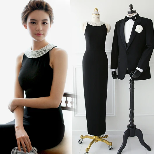 

Vestido longo с жемчугом и кристаллами, новинка, хит продаж, черные длинные вечерние платья до щиколотки, 2018, платье для выпускного вечера, платье д...